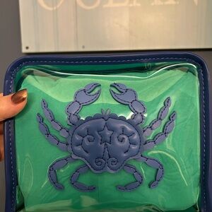 Spartina 449 Blue and Gold Transparent Cosmetic Bag